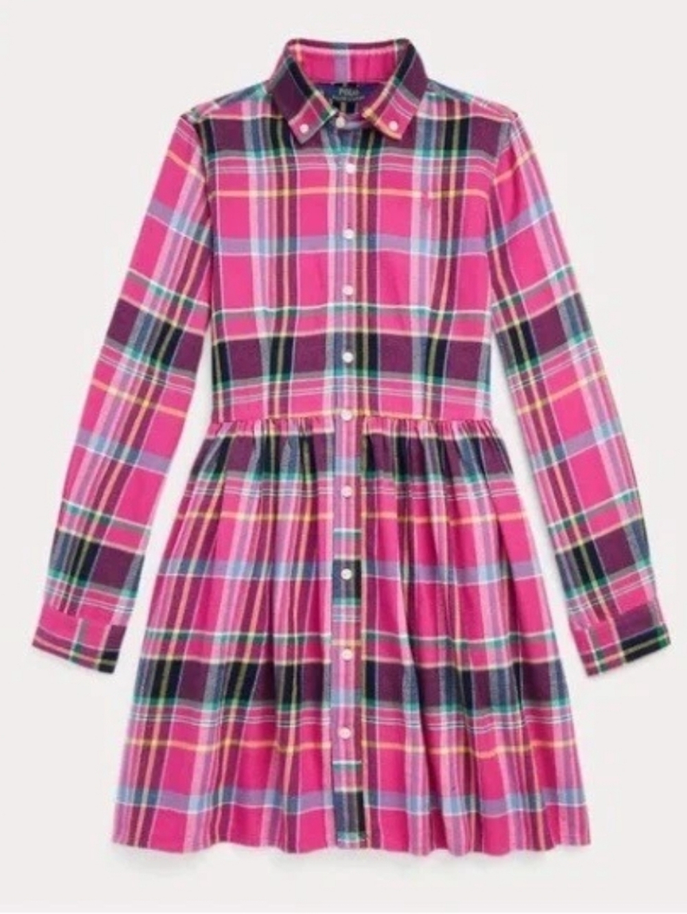 Polo Ralph Lauren (Girls sz 10) Pink Plaid Flannel Andover Shirt Dress